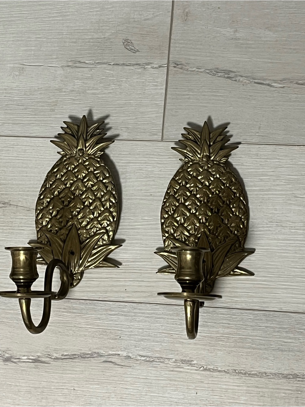 Brass Pineapple Wall Sconces - Pair